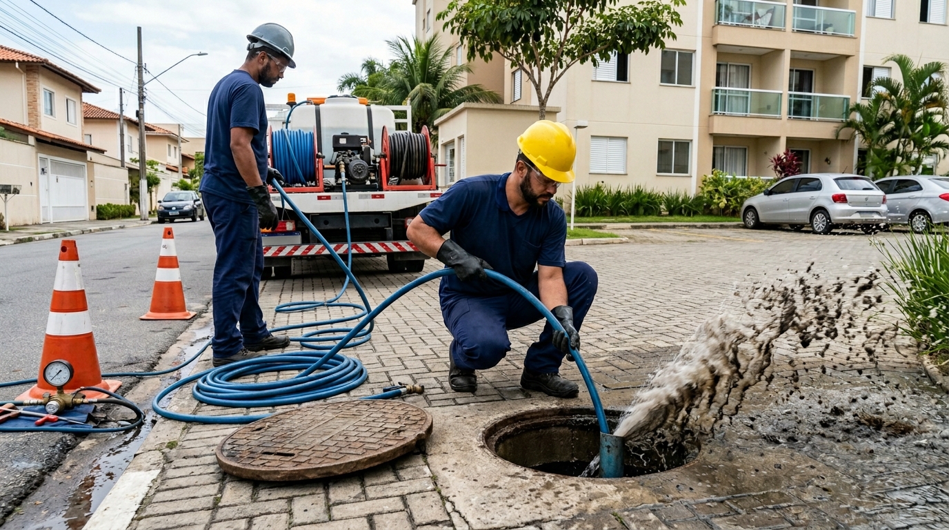Equipe de hidrojateamento em São José dos Campos-SP