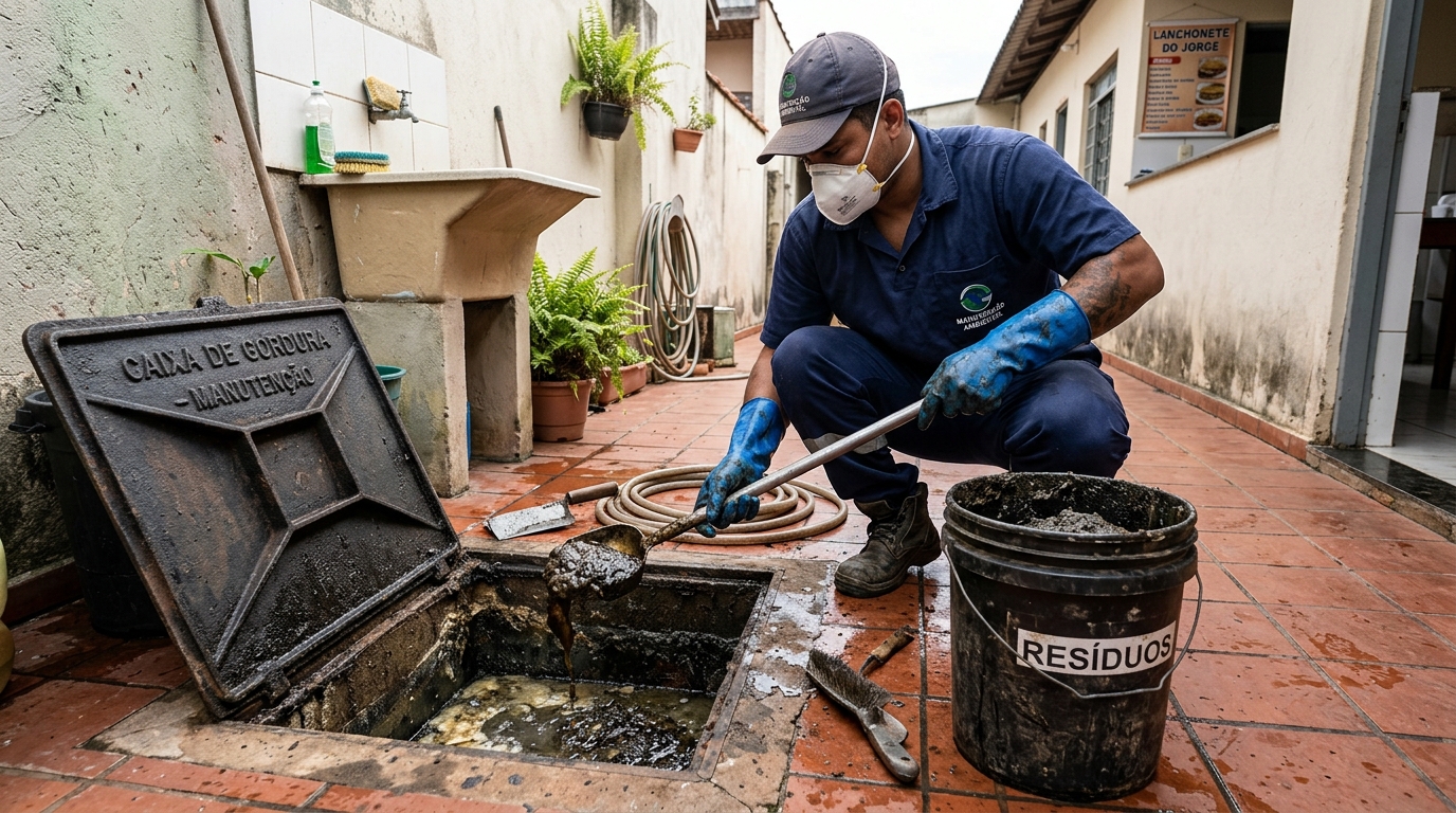 Remoção de lodo de caixa de gordura em São José dos Campos-SP